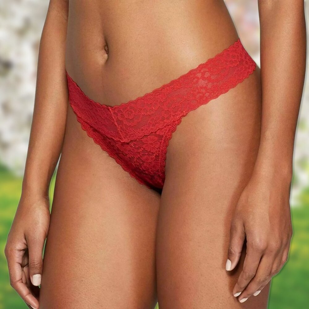 NWT Ripe Red Allover Lace Thong Panties - Womens Size XL (16) - Auden Intimates